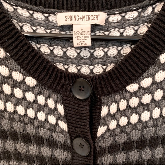 Spring + Mercer Black Gray Sleeveless Chunky Knit Sweater Dress Size Large - Picture 2 of 10